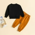 thumbnail image 5 of Mercatoo Toddler Baby Boys Girls Set Letter Printing Shirt Solid Color Jogger Pant Kids Autumn Winter and Halloween Clothes Set, 5 of 6