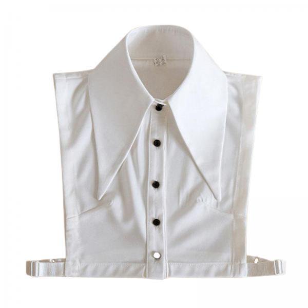 2 Blusas Blancas Falsas Para Mujer, Con Media Camisa Y Parte Desmontable, Con Solapa Grande Y Cuello Estilo Dicky