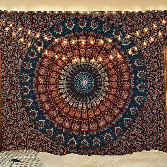 JANS.NO1 Bohemian Mandala Tapestry Hippie Tapestries Psychedelic Peacock Boho Tapestry Wall Hanging for Bedroom 29 x 37 Inch