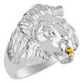 thumbnail image 3 of RYLOS 14K White Gold Lion Head Ring; Diamonds in Eyes & Gemstones in Mouth Fun Designer Rings - Citrine Mens Jewelry Size 11, 3 of 8