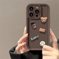 thumbnail image 4 of Korean Cute Cartoon 3D Coffee Bear Phone Case For iPhone 15 14 13 12 11 Pro Max X XR Soild Color Silicone Shockproof Soft Cover, 4 of 5