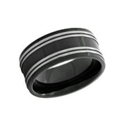 Men's Stainless Steel with Black IP- Plated High Polish Ring, 9mm