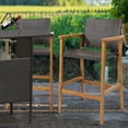 thumbnail image 3 of Costway 4PCS Patio PE Wicker Bar Chairs Height Barstools with Acacia Wood Armrests Balcony, 3 of 9
