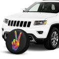 thumbnail image 2 of KAKALAD Hippie Hand Fingers Peace Spare Tire Cover Universal Vehicle Accessories Buckle Car Tools 14”in, 2 of 6
