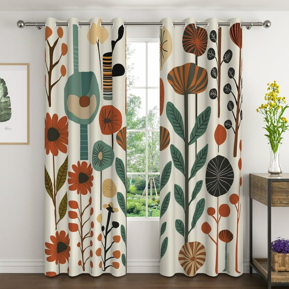 Lfeey Blackout Curtains Abstract Boho Mid Century, Modern Geometric Curtains for Bedroom Living Room, W42x63L, 2 Panels
