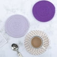 thumbnail image 5 of Triani 3Pcs Trivets for Hot Dishes 7 InchHeat Resistant Pot Holders Kitchen Counter Pot Holders for Kitchen Handmade Cotton Woven Trivets Set(Purple), 5 of 7