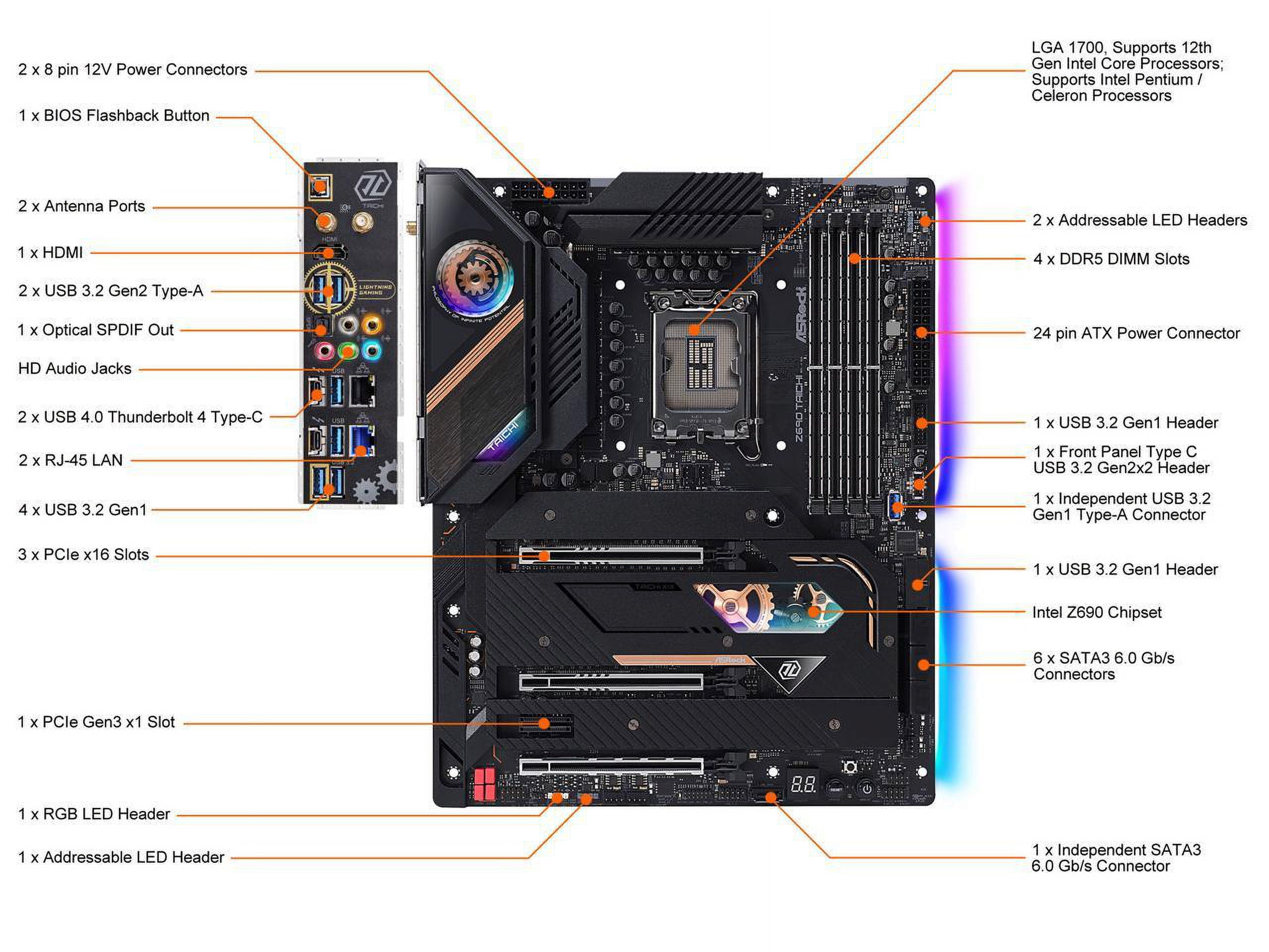 ASRock Z690 Taichi LGA 1700 Intel Z690 SATA 6Gb/s DDR5 ATX ASRock Z690 Taichi LGA 1700 Intel Z690 SATA 6Gb/s DDR5 ATX