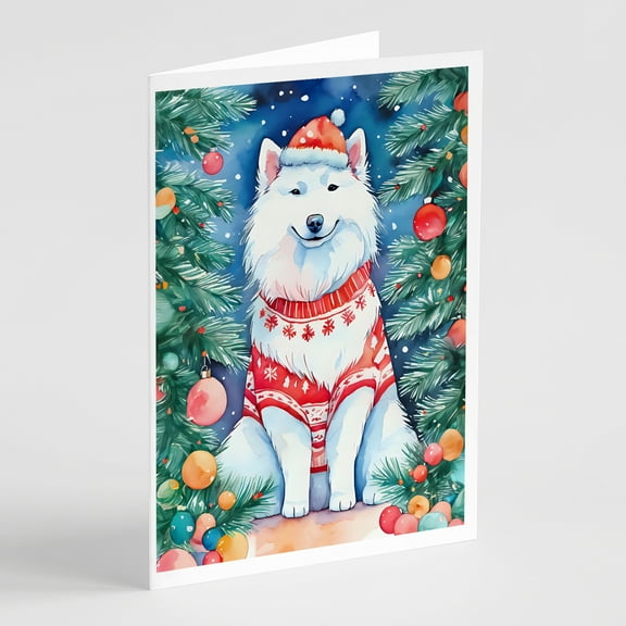 Samoyed Christmas Greeting Cards Pack of 8 7 in x 5 in