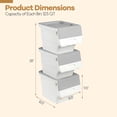 thumbnail image 3 of Costway 3 PCS Storage Bins on Wheels with Stay-Open Lid for Kitchen Bedroom Laundry Closet White + Gray, 3 of 9