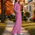 thumbnail image 5 of TEAJOPSUU Women's Fall Winter Cargo Jumpsuits Casual Long Sleeve V Neck Button Down Wide Leg Jumpsuits with Pockets Chest Flap Pockets Pink, 5 of 8