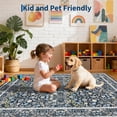 thumbnail image 3 of Floral 5x7 Area Rug Vintage Boho Washable & Non-Slip Living Room Carpet, Soft Stain-Resistant Large Rug for Bedroom, Dining Room, Nursery, Farmhouse Home (Blue), 3 of 9