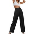 thumbnail image 3 of Baqcunre Womens Shorts Womens Wide Leg Business Pants High Waisted Capris Straight Long Work Trousers With Pockets Cargo Pants Women Women'S Pants Black L, 3 of 7