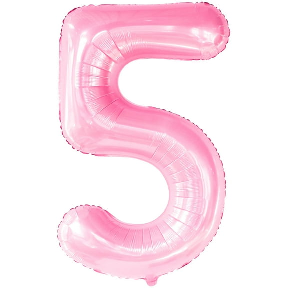 KatchOn, Giant Pink Number 5 Balloon - 40 Inch | Light Pink Five is a Vibe Balloons | 5 Balloon Number, 5th Birthday Decorations Girl | 5 Year Old Balloon for 5 Year Old Girl Birthday Decorations