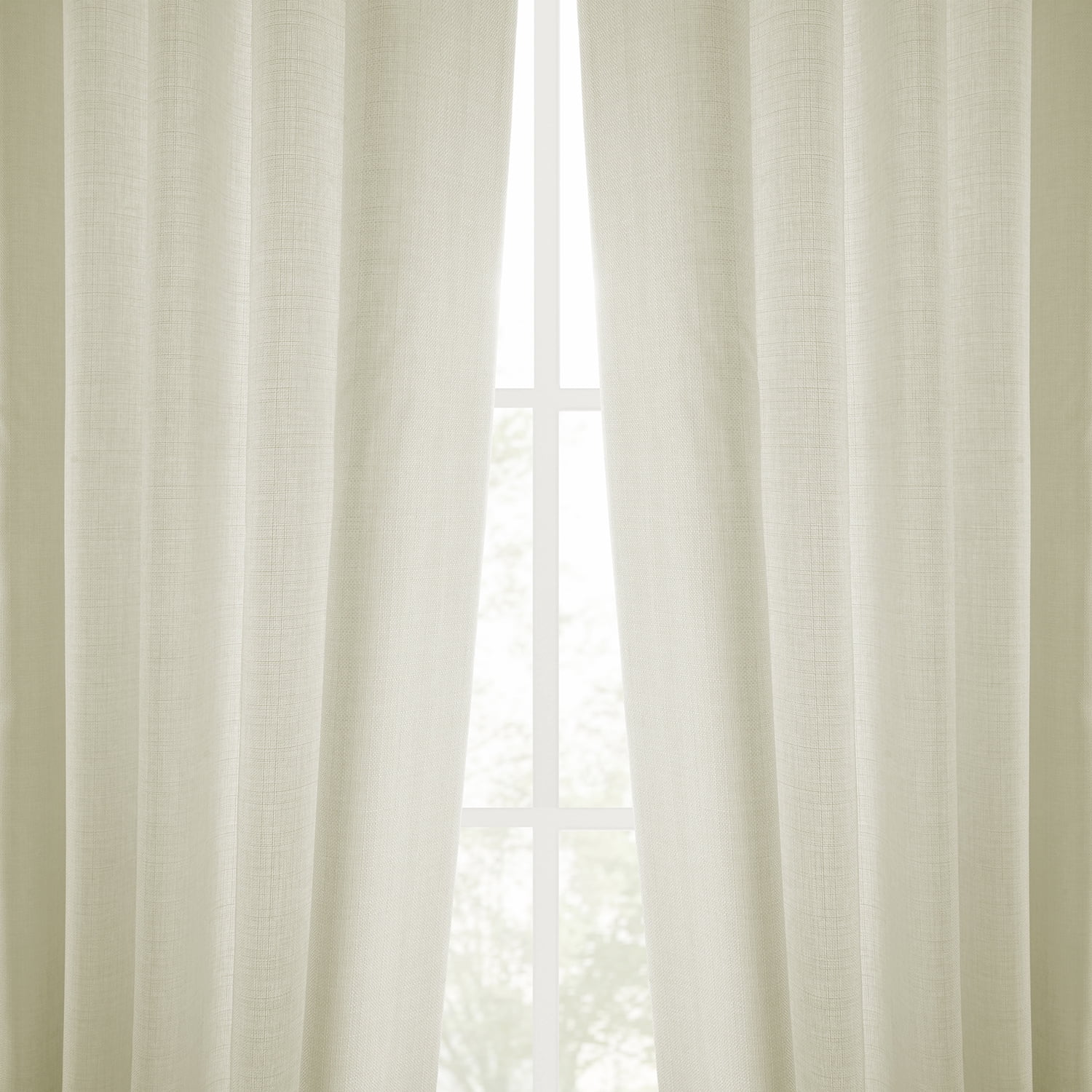 Half Price Drapes Gravity Ivory Italian Faux Linen Room Darkening Curtains (1 Panel), 50W X 96L
