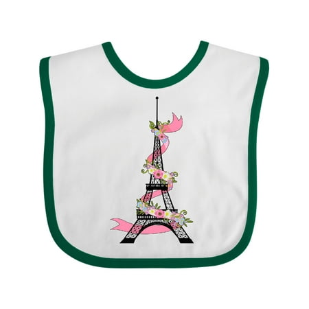 

Inktastic Eiffel Tower in Paris with Flowers and Pink Banner Gift Baby Boy or Baby Girl Bib