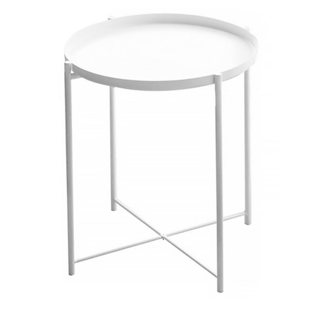 Tureclos Metal Round Side Table Coffee Small Sofa With Removable Tray For Living Room Bedroom Balcony Bright White Com Tureclos Metal Round Side Table Coffee, Metal Round Side Table