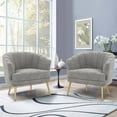thumbnail image 7 of Andeworld Upholstered Accent Chair with Gold Metal Legs (Grey), 7 of 7