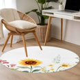 thumbnail image 4 of Sunflower Round Area Rug 3.3 FT, Non Slip Small Entryway Kitchen Mat, Yellow Summer Botanical Country Washable Soft Circular Rug Non-Shedding Door Mat for Bathroom Playroom Kids Room, 4 of 9