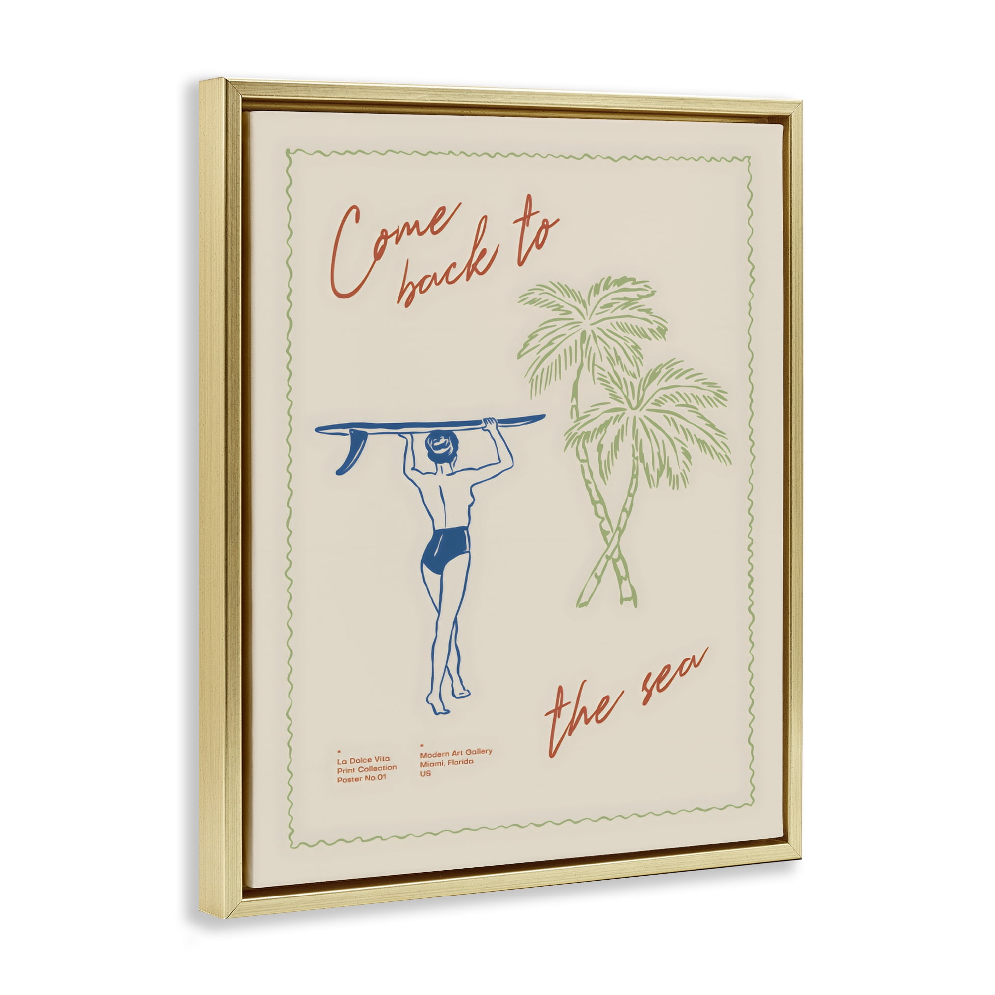 Stupell Industries Come Back To The Sea Gold Framed Floater Canvas Wall Art, design by The Prints Vibe