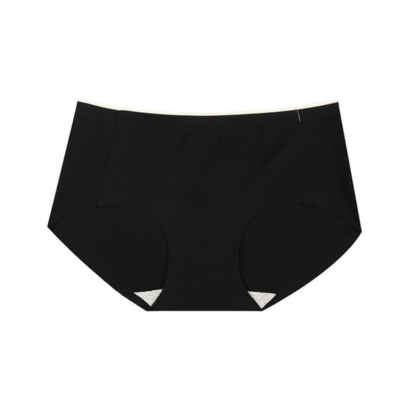 HOMBOM Womens Panties No Show Nylon Black Seamless Briefs Mid Waist Underwear for Ladies Mid Waist 2XL