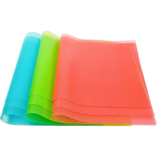 9 Pack Refrigerator Liners Refrigerator Mats Refrigerator Pads, Shelf Mats Washable Fridge Liners, Can Be Cut, Drawer Table Placemats, 3 Green, 3red, 3 Blue