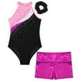 thumbnail image 5 of Alvivi Kids Girls Shiny Dance Outfits Gymnastics Leotard Unitard with Sports Shorts Tracksuit Pink&Rose 10, 5 of 7