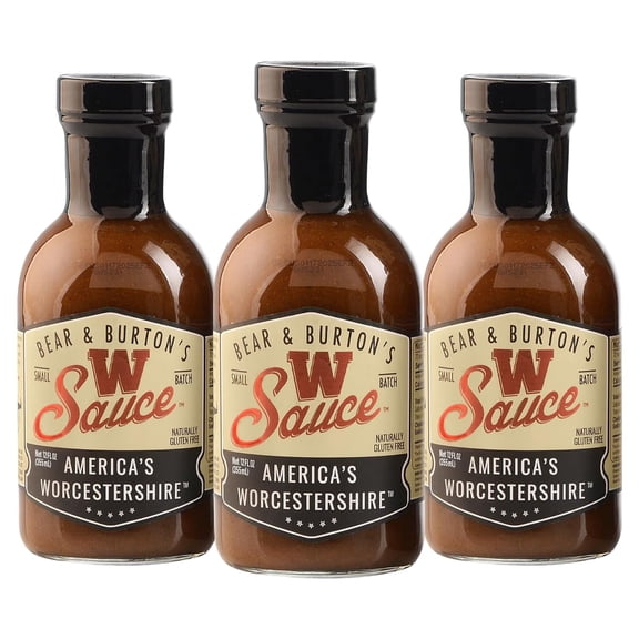 Bear and Burtons W Sauce | Distinctive Worcestershire Sauce Blend | Perfect for Steaks, Dressings & Marinades | 12 Oz, 3pk