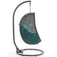 thumbnail image 3 of Pemberly Row Steel Rattan Outdoor Patio Swing Chair with Stand in Gray/Turquoise, 3 of 5
