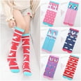thumbnail image 6 of Esaierr 4 Pairs Girls Knee High Socks Soft Cotton Compression Socks Knee Cartoon Long Socks for Toddler Kids 2-12 Years Old, 6 of 9