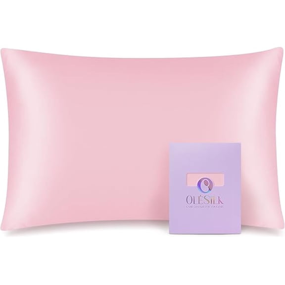 LYH 100% Mulberry Silk Toddler Pillowcase for Hair and Skin, Both Sides 19 Momme Pure Natural Silk Travel Pillow Cases with Hidden Zipper, 13"x 18", Pink