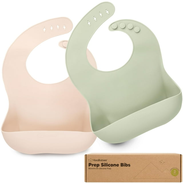Baberos KeaBabies de silicona aptos para uso alimentario, 2 unidades, impermeables