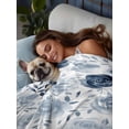 thumbnail image 3 of Blue Flowers Queen Size Flat Sheet, Wrinkleproof & Fadeproof Cooling Flat Bed Sheet Only, Watercolor Rustic Retro Floral Leaf Vines Breathable Soft Bedding Top Sheets 90 x 102 Inches, 3 of 8