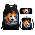 thumbnail image 2 of KUIFORTI Backpack Combo Set for Girls Boys Kids, 3Pcs Bookbag with Pencil Case for School, 17 Inch Schoolbag with Lunch Bag for Camping Outing, Fire Soccer, 2 of 7