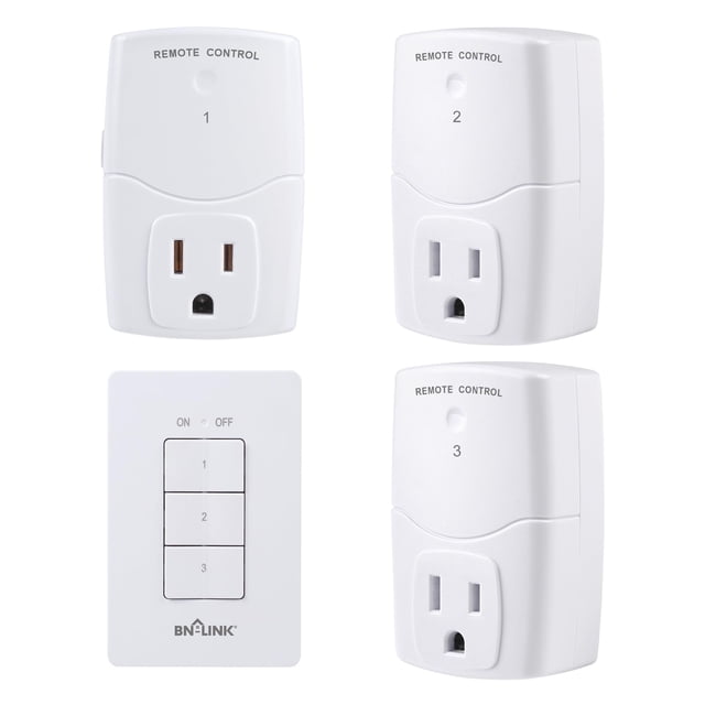 Enchufe eléctrico BN-LINK con control remoto inalámbrico y 3 salidas