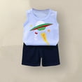 thumbnail image 2 of Uxgjfwu Toddler Boy Summer Outfits Cute Printed Sleeveless Tank Top and Shorts Set Summer Clothes, Sizes 3M-6T,Blue, 2 of 3