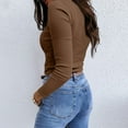 thumbnail image 3 of Womens Long Sleeve V Neck T-Shirts Ribbed Knit Casual Tee Tops Slim Fitted Basic Shirts, 3 of 4