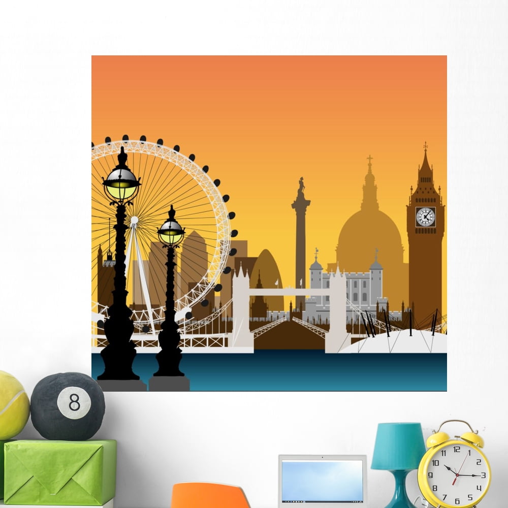 London Cityscape Wall Mural by Wallmonkeys Peel and Stick Graphic (48 ...