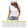 thumbnail image 4 of Tops de manga corta de encaje de moda Mujer Verano Color sólido Casual Cuello redondo Manga con volantes Camiseta Blanco L, 4 of 5