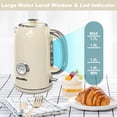 thumbnail image 4 of KitchMix Electric Kettle,1.7L Stainless Steel Tea Kettle with Thermometer,1500W Cordless Water Boiler with LED Indicator, Auto Shut-Off & Boil-Dry, C, 4 of 8