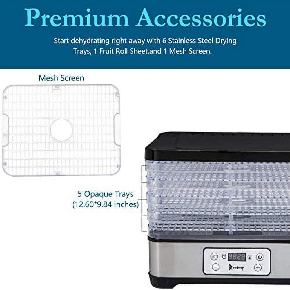 Kepooman Large Food Dehydrator with 5pcs Movable Trays, Temperature Time Adjustable, Height Adjustable, Fruit Dryer Meat Jerky Herbs BPA-Free Kepooman Large Food Dehydrator with 5pcs Movable Trays, Temperature Time Adjustable, Height Adjustable, Fruit Dryer Meat Jerky Herbs BPA-Free