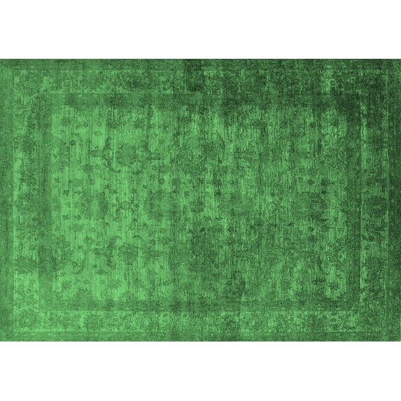 Ahgly Company Indoor Rectangle Oriental Emerald Green Industrial Area Rugs, 2' x 5'