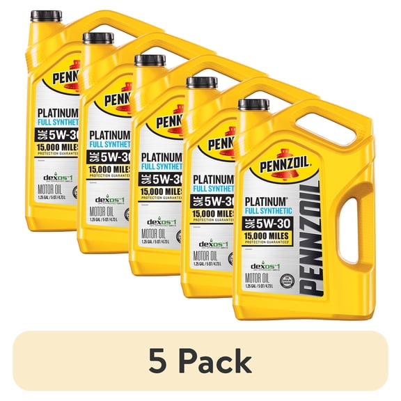 (5 pack) Pennzoil Platinum Full Synthetic 5W-30 Motor Oil, 5 Quart
