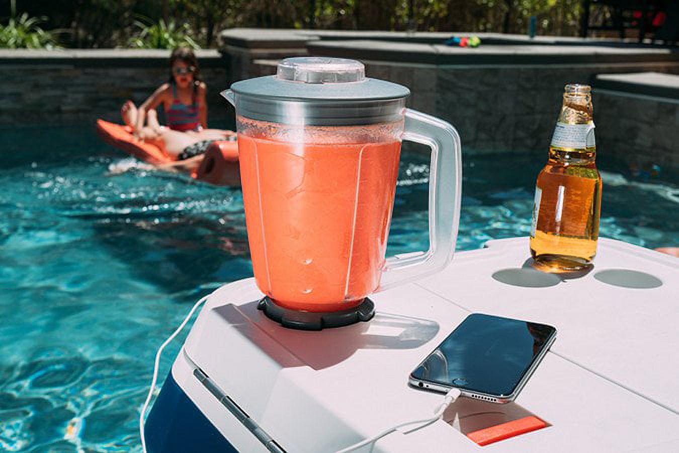 The Coolest Blue Cooler with High Performance Blender and Bluetooth Speaker