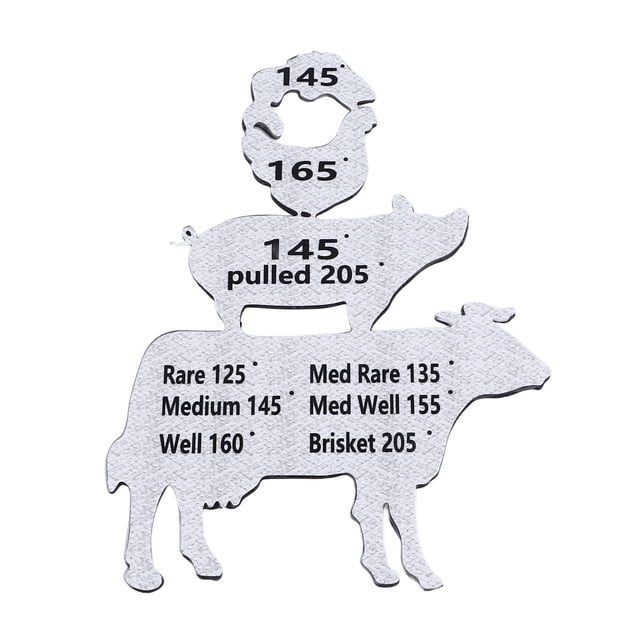 Guía De Temperatura Interna De Animales, Fácil De Entender Guía Magnética De Temperatura De La Carne Durable Portátil Para Barbacoa Para Carne De Res Cerdo Pollo Pescado