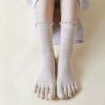 thumbnail image 5 of Cotton Five Finger Socks For Woman edge curl Fashions Colorful Loose Harajuku Short Socks With Toes Japanese Split Toe Socks Yellow One Size, 5 of 5