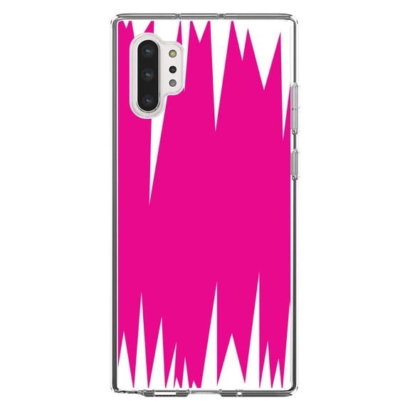 DistinctInk Clear Shockproof Hybrid Case for Galaxy Note 10 PLUS (6.8" Screen) - TPU Bumper, Acrylic Back, Tempered Glass Screen Protector - Neon Pink White Spikes