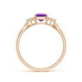 thumbnail image 2 of ANGARA Natural Emerald-Cut Amethyst Solitaire Ring with Trio Diamonds in 14K Rose Gold for Women (Size-7x5mm) | February Birthstone, Anniversary, Jewelry Gift for Women | Natural Amethyst Ring, 2 of 8