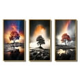 thumbnail image 2 of Designart "Tree Rainbow delicate Radiance" Floral Framed Wall Art Set Of 3 - Pink Rainbow Frame Gallery Wall Set For Home Decor, 2 of 7