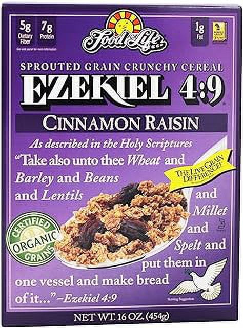 Ezekiel 4:9 Food For Life Organic Sprouted Whole Grain Cereal Variety Pack.  Original, Cinnamon Raisin, Golden Flax And Almond, 16oz (4 Pack)