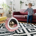 thumbnail image 4 of Cat Beds for Indoor Cats, Semi-Enclosed Cat Cave Bed with a Plush Ball Large Space for Cats to Sleep Soft and Comfortable Covered Cat Bed(M, Pink), 4 of 6